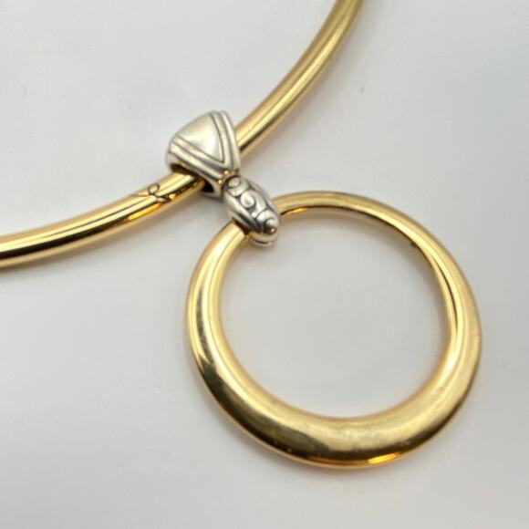 Signed BRIGHTON Covet‎ Gold And Silver Plated Necklace Collar Choker Crystal Mod - Picture 3 of 8